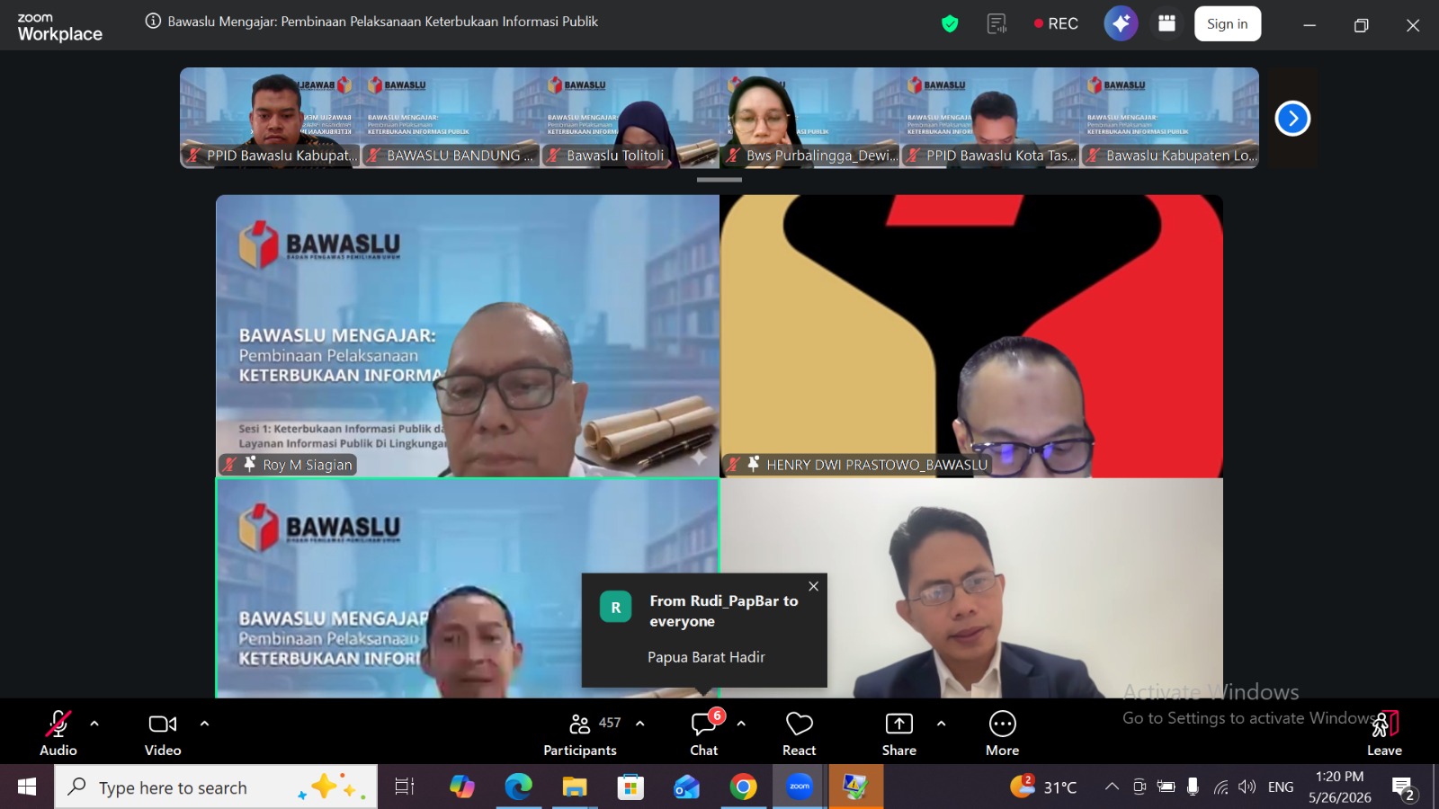 Bawaslu Kabupaten Kayong Utara Ikuti "Bawaslu Mengajar" tentang Keterbukaan Informasi Publik